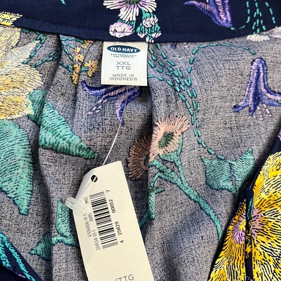 Old Navy navy floral print long sleeve blouse top Size XXL - Picture 13 of 17